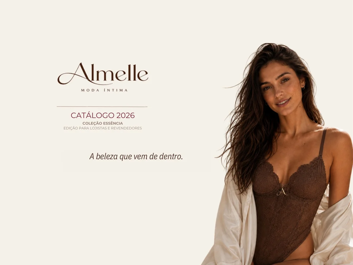 Capa do Catálogo Almelle 2026 - Coleção Essência